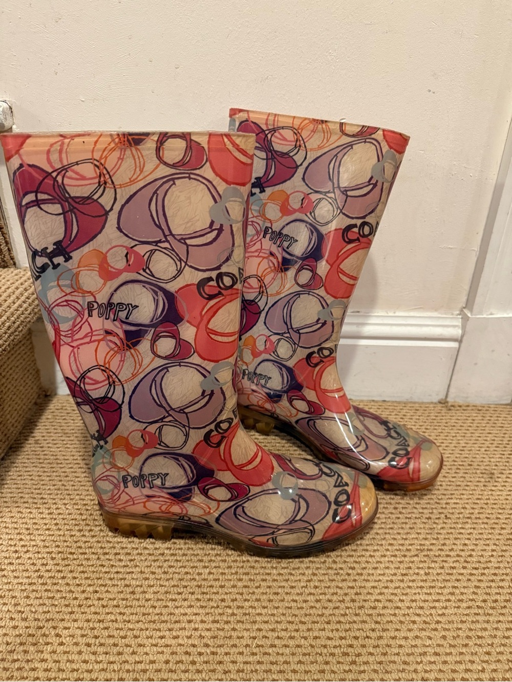 Coach Poppy Patterned Women's Rain Boots